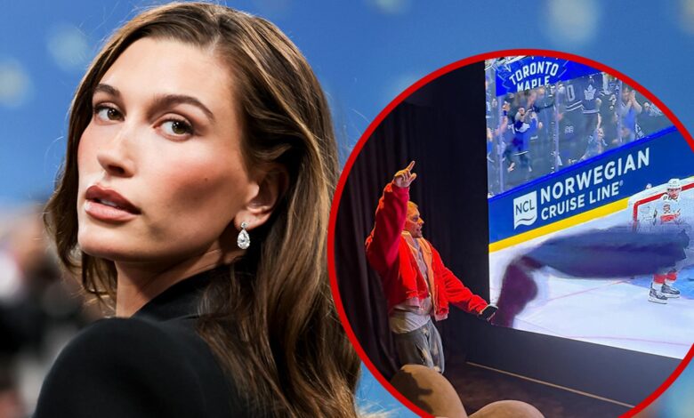 Justin Bieber watches NHL game while wife Hailey comes with gala with Martini Glass