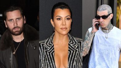 Kourtney Kardashian Baby Daddies Scott Disick Travis Barker 'locked in Veign'