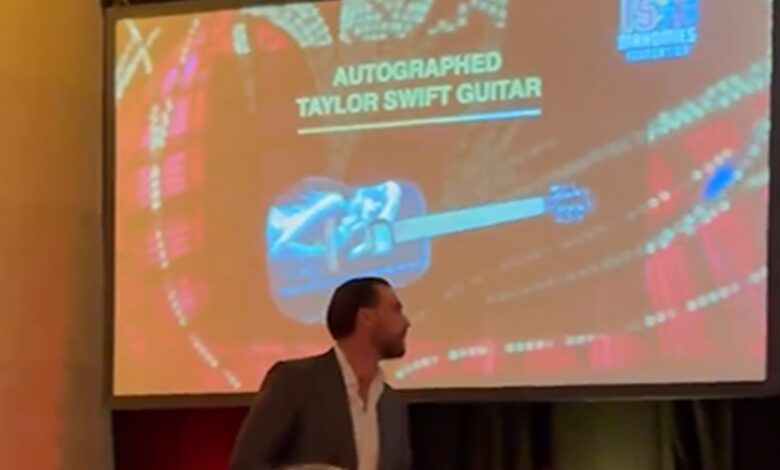 Travis Kelce Cracks Jokes about Taylor Swift guitar on Patrick Mahomes Charity Event