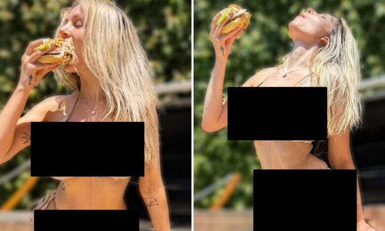Courtney Stodden chews on Veggie Burger in Tiny Bikini