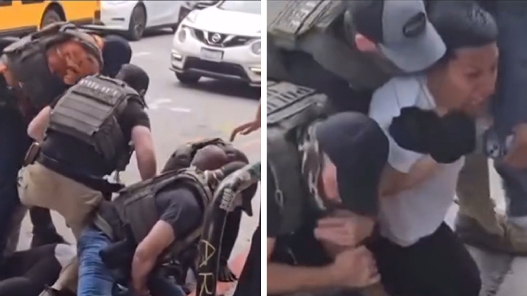 Federal agents kneel on suspect's back during violent arrest, on video