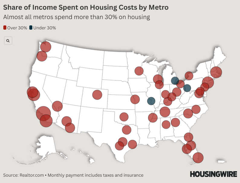 Share of Income Spent on Housing Costs by Metro (1)