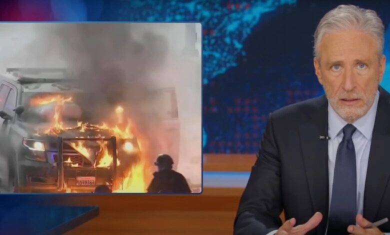 Jon Stewart calls La 'our most flammable city' in the midst of ice protests