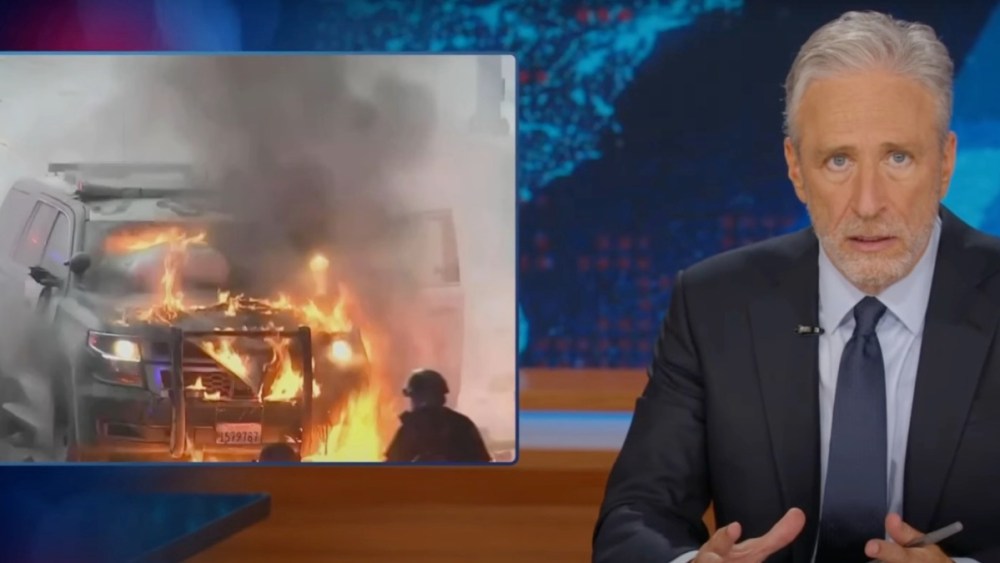 Jon Stewart calls La 'our most flammable city' in the midst of ice protests