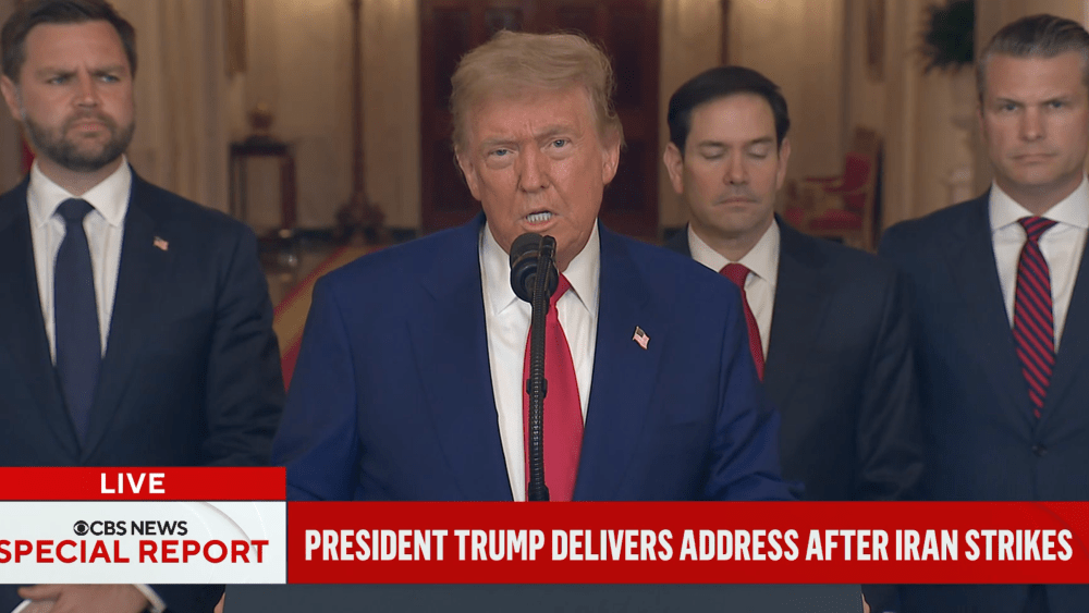 President Trump warns Iran in live address to nation on air strikes
