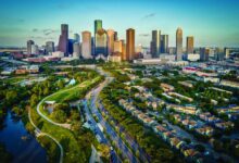 Houston, Texas Skyline At Sunset
