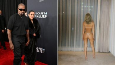 Bianca Censori creates it all in new photos with only a bra and string