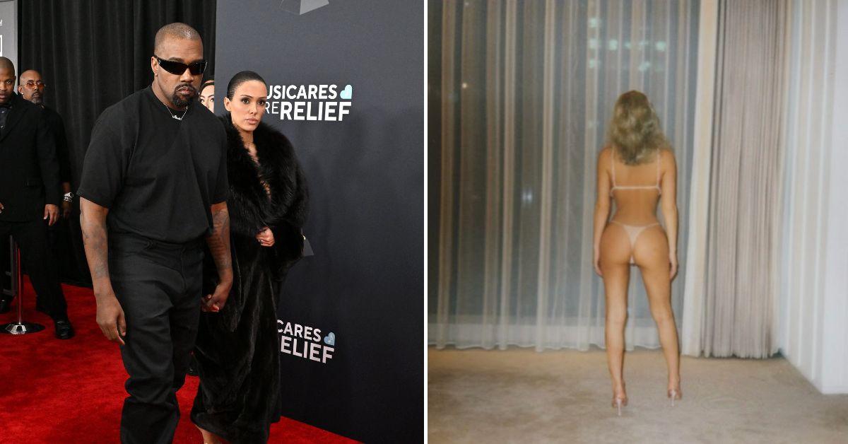 Bianca Censori creates it all in new photos with only a bra and string