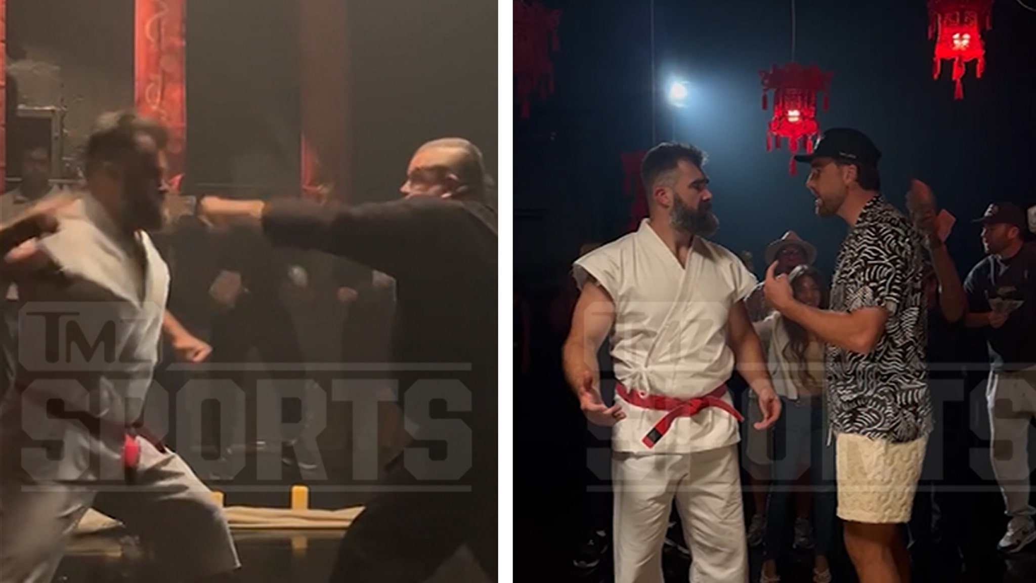 Jason Kelce Films Beer commercial with Travis, Chuck Liddell, takes fake