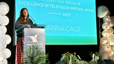 Joanna Calo accepts Nantucket Film Festival Award for Excellency in TV -Writing