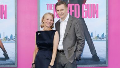 Liam Neeson flows over girlfriend Pamela Anderson