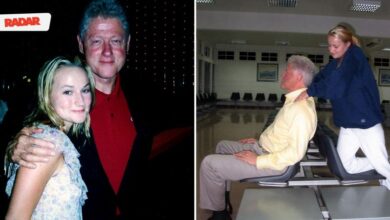 Clinton caught smiling during massage of the victim of Epstein