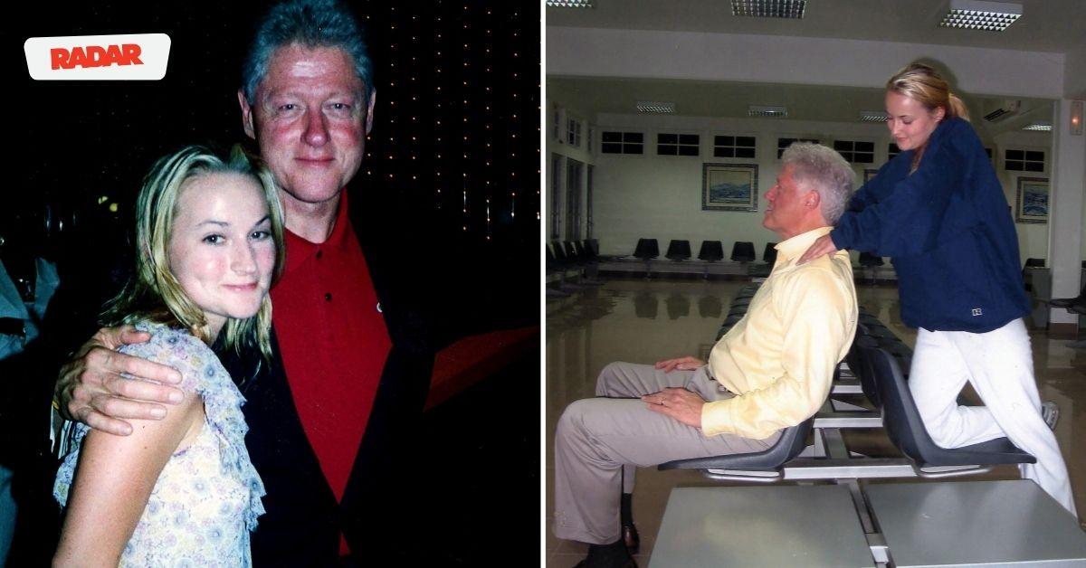 Clinton caught smiling during massage of the victim of Epstein