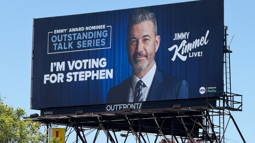 Jimmy Kimmel sets up Emmys Billboard for Stephen Colbert