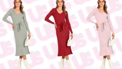 This sweater dress fits in Petite Shoppers without changes