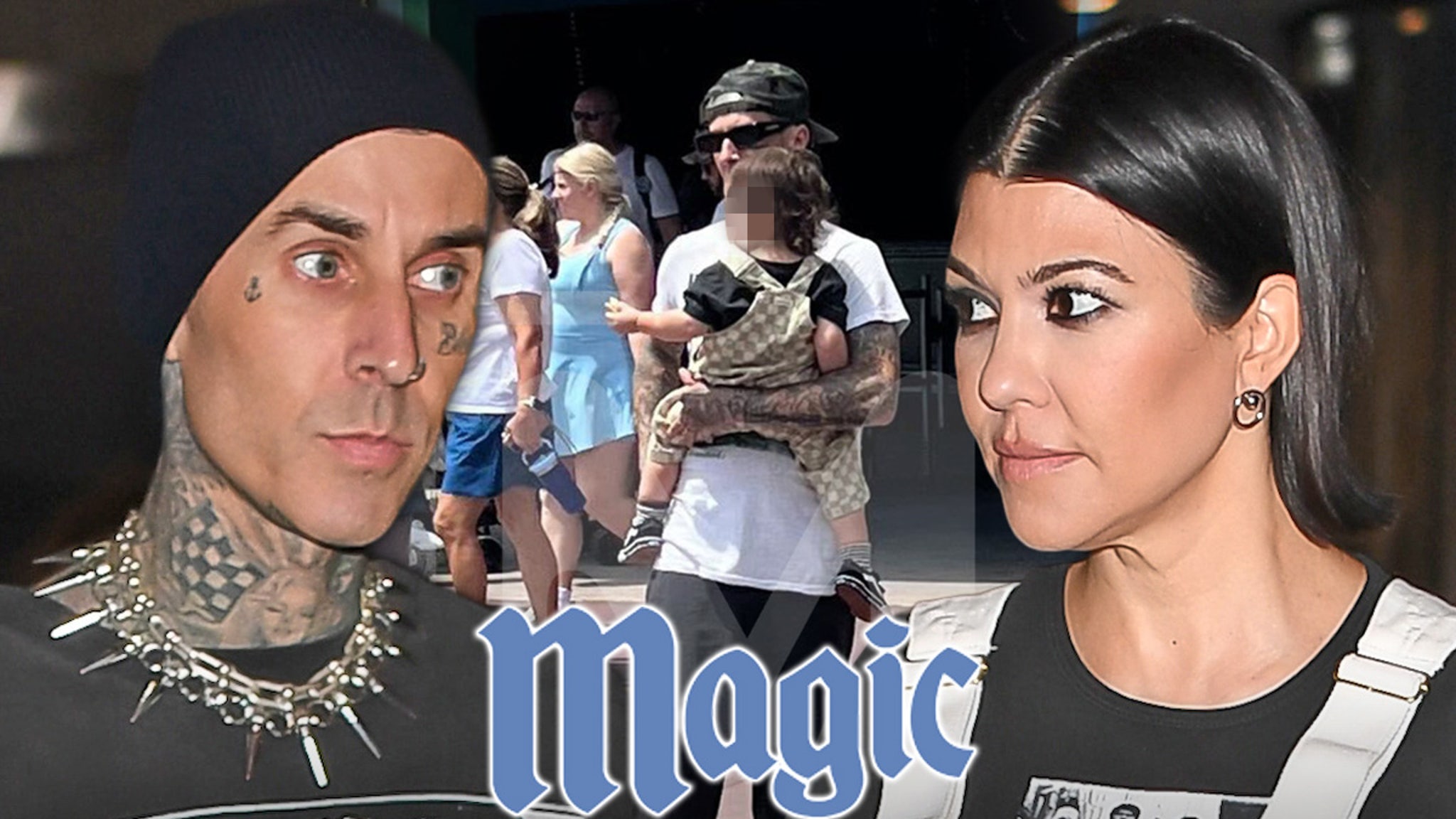 Travis Barker holds son Rocky, hangs around with family at Magic Kingdom