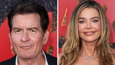 Charlie Sheen reigns himself with ex-wife Denise Richards on a red carpet