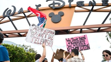 Disney is confronted with protests in LA and NY after pulling Jimmy Kimmel