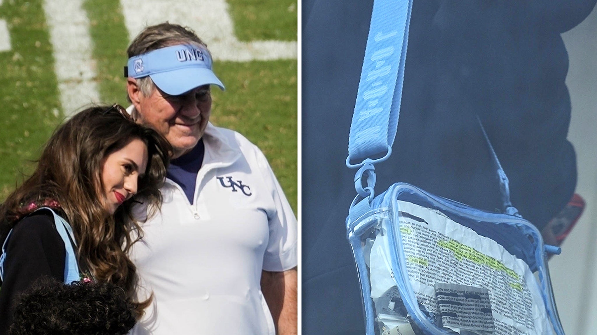 Jordon Hudson wears 'Blind for Love' sweater on the sidelines of UNC