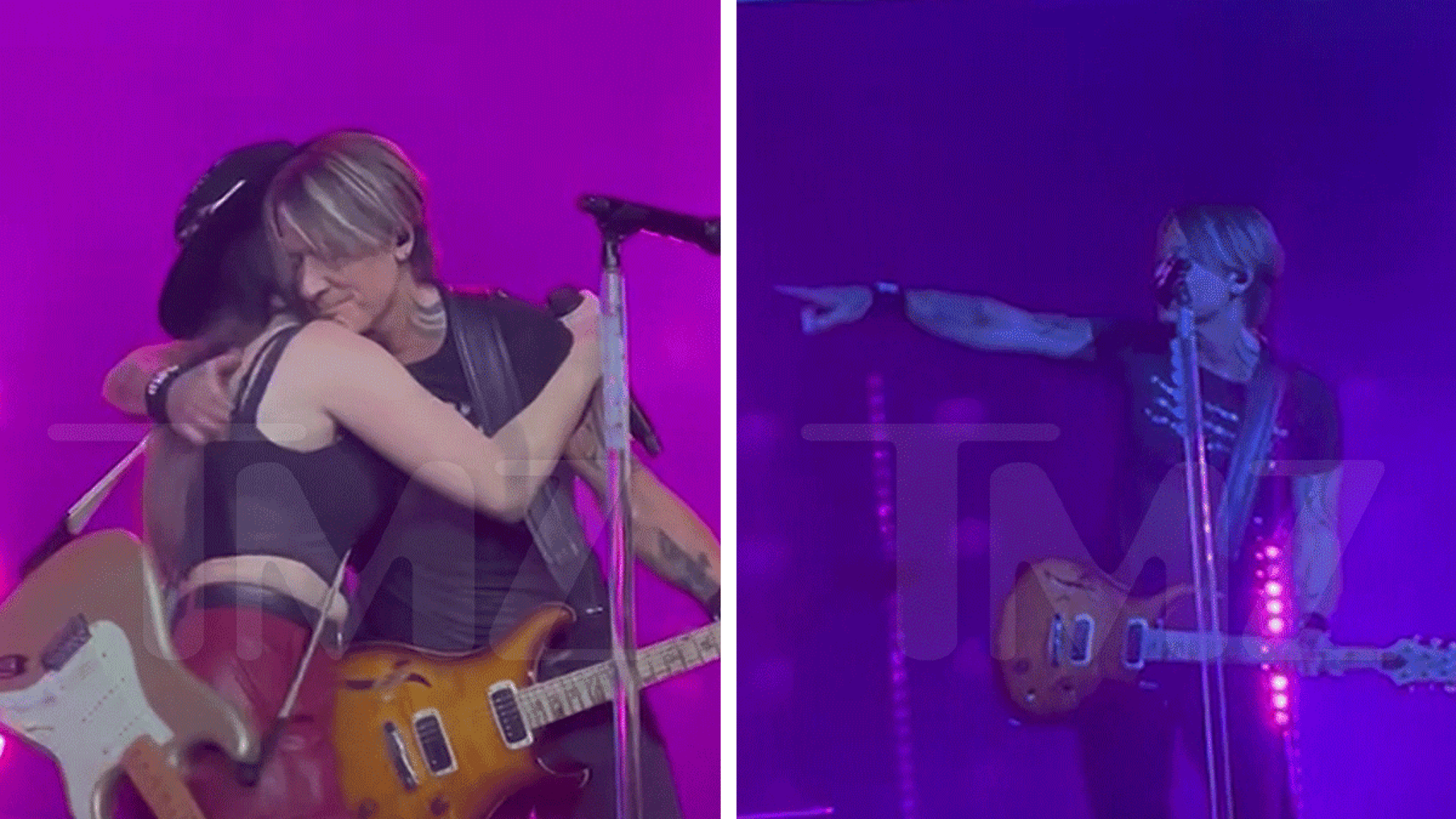 Keith Urban Points on Maggie Baugh on stage during 'Love You' Text change