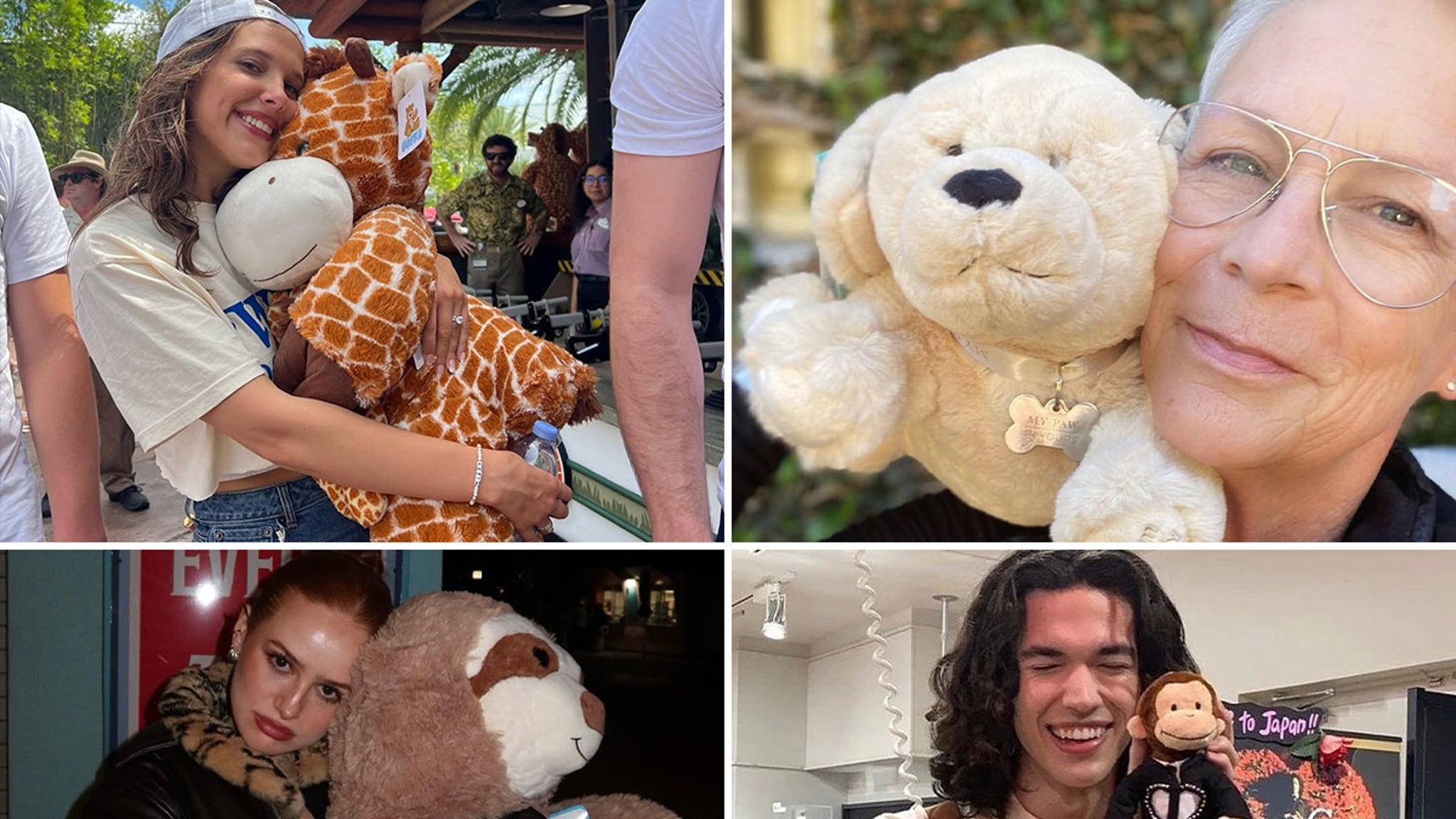 Stars are getting cozy with hugs for National Plush Animal Lovers Day!