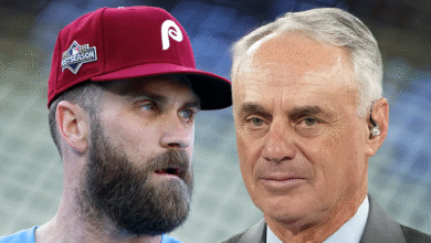 Bryce Harper reportedly threatened by MLB official after Rob Manfred argument, agent claims