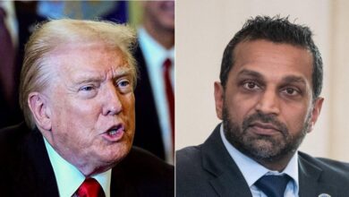 Trump takes photo with Patel amid claims he's 'considering firing FBI chief'