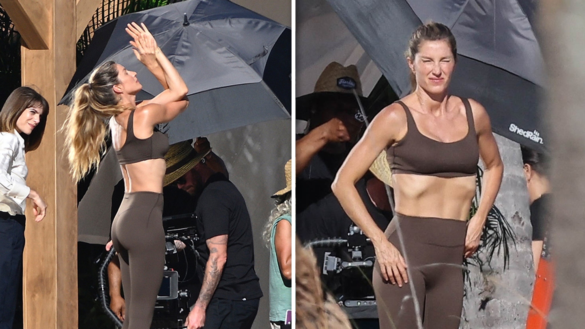 Gisele Bündchen shows off a fit frame during filming in Miami