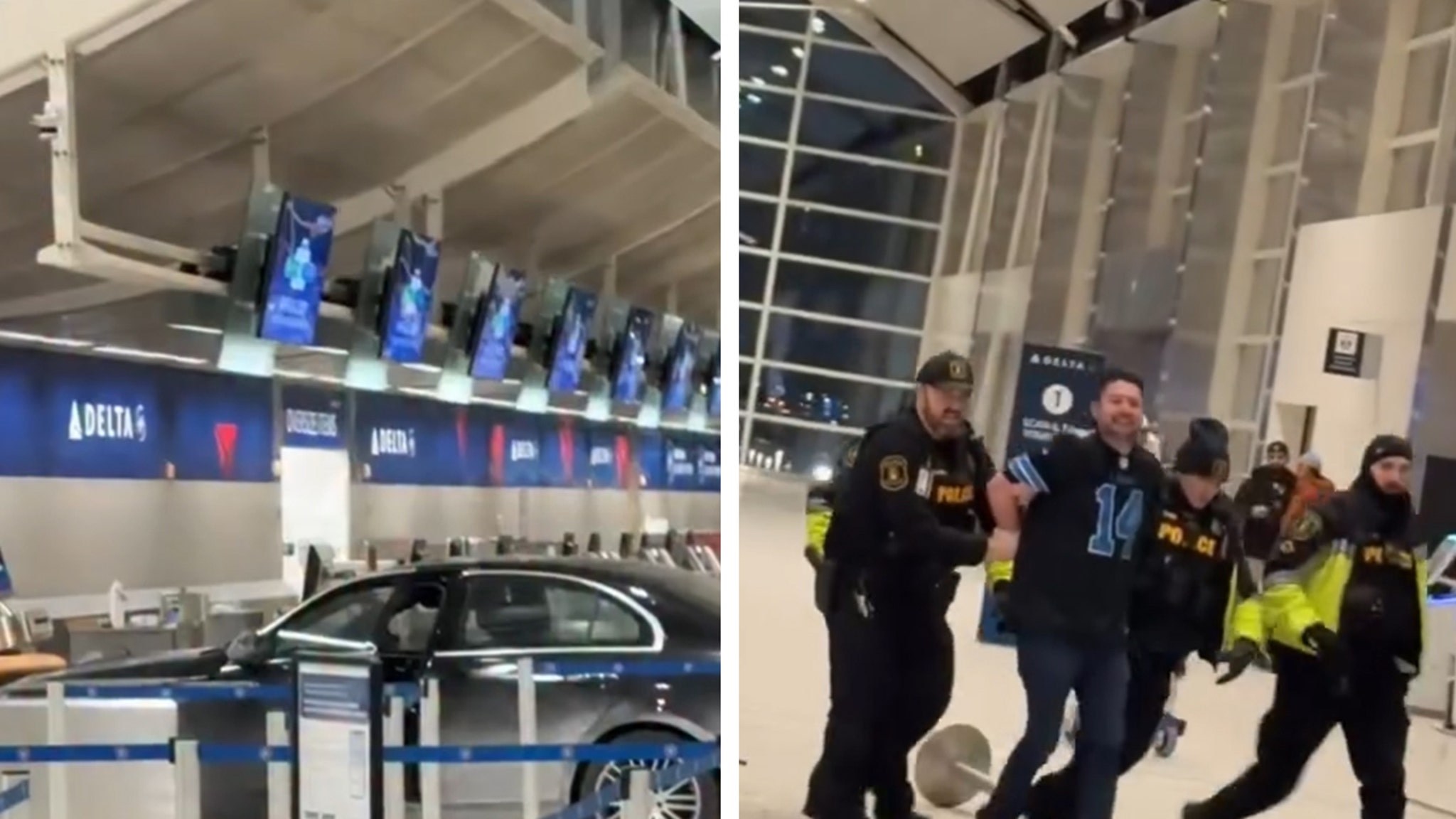 Car crashes into Detroit Airport terminal in crazy video
