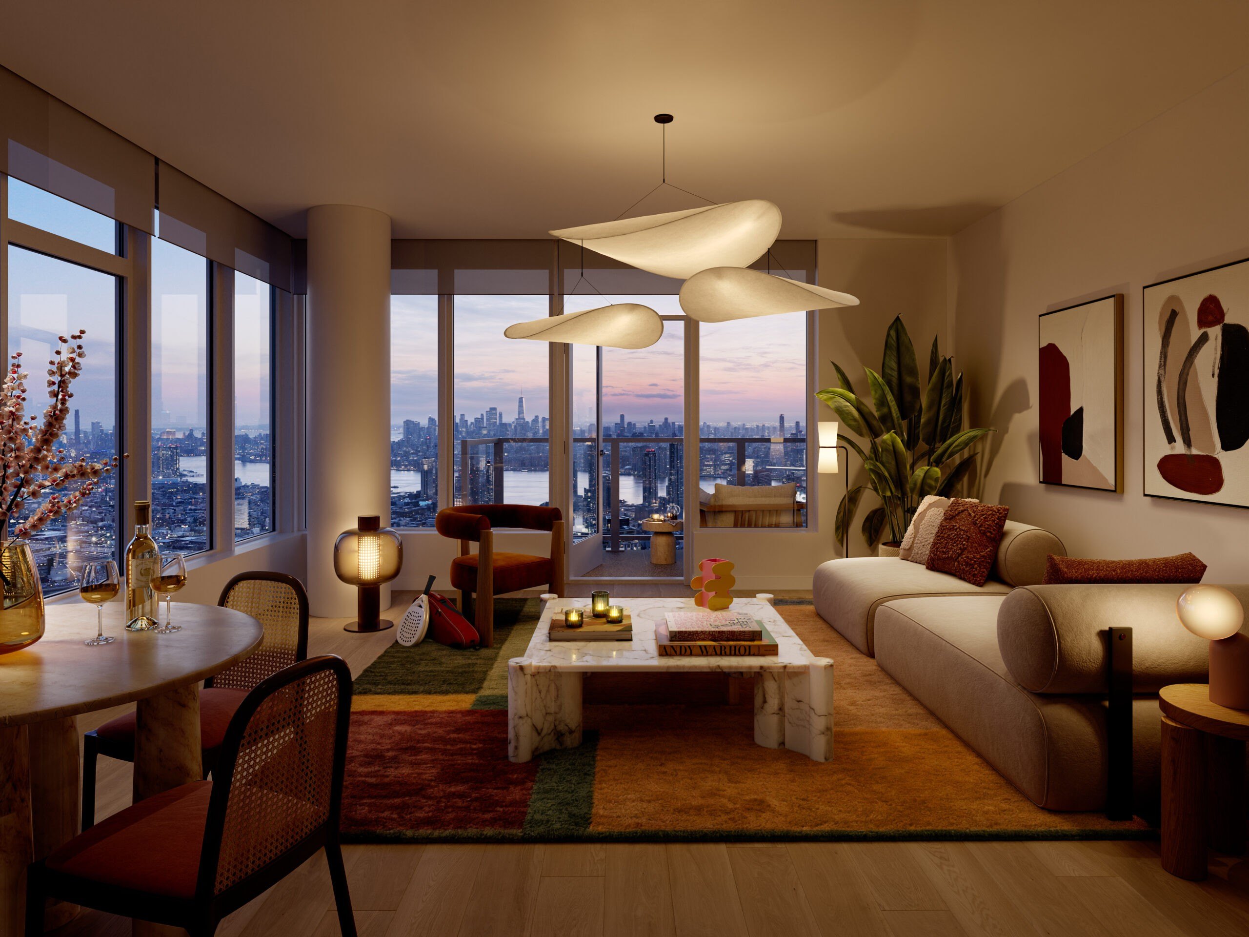 A living space in The Orchard, the tallest building in Queens New York