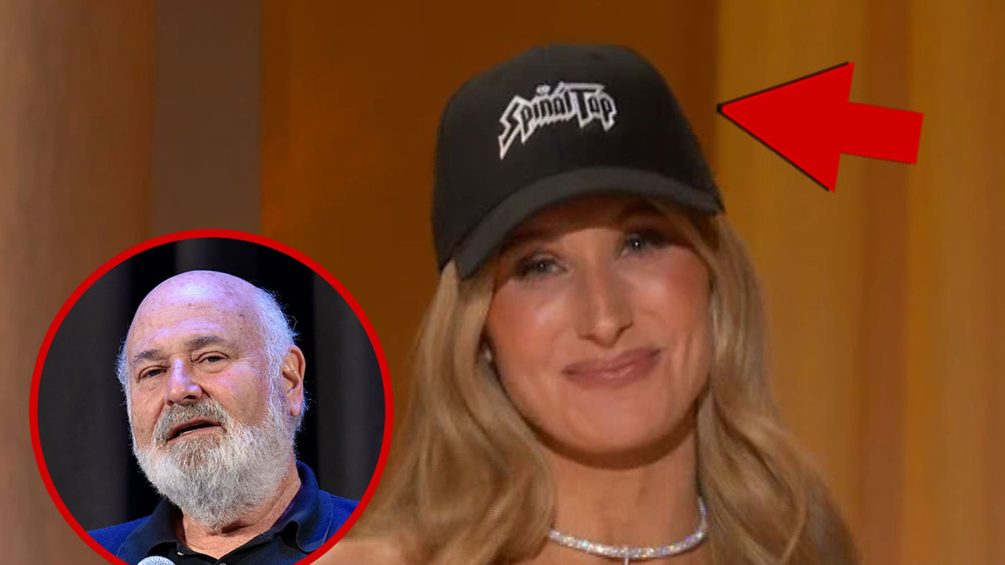 Nikki Glaser wears 'Spinal Tap' hat in honor of Rob Reiner at Golden Globes