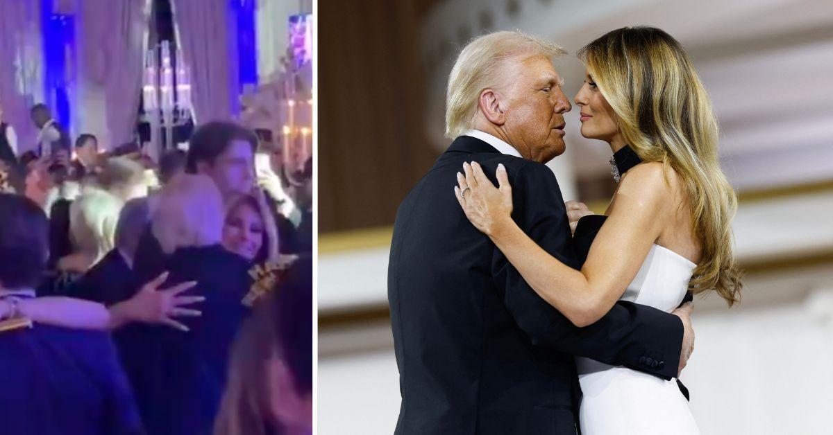 Trump and Melania share rare kiss at NYE party as son Barron looks on