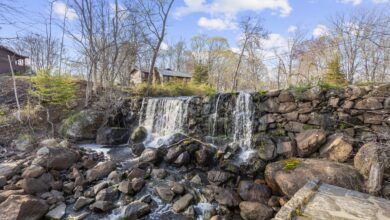 Scenic waterfall found on former sawmill site in Branford, CT, for sale for $1,750,000