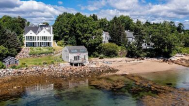 Rockport Maine estate with beach house and architecturally significant main house