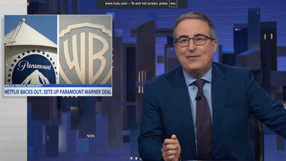 John Oliver on Paramount Buy Warner Bros. Monologue