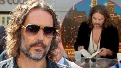 Russell Brand tries to find Bible verse on live TV