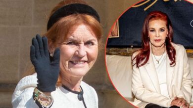 Sarah Ferguson leaves Priscilla Presley's house