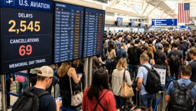 U.S. Aviation Hit by 2,545 Delays and 69 Cancellations as Memorial Day Crowds Pack Airports