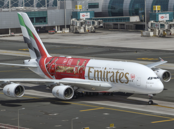 The Emirates A380 dons its Gunners kit | News
